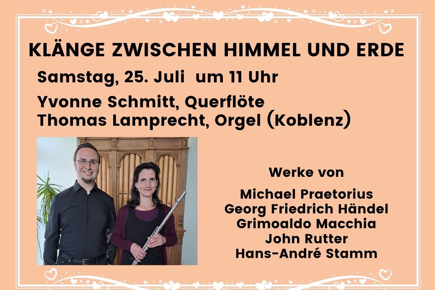 Orgelmatinée mit Yvonne Schmitt (Querflöte) und Thomas Lamprecht (Orgel)